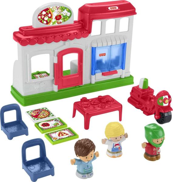 Pequenas Pessoas entregamos pizzaria, pizza kitchen playset com veículo de brinquedo push-along e figuras para crianças e crianças pré-escolares de 1 a 5 anos - Fisher-Price Imagem de Pequenas Pessoas entregamos pizzaria, pizza kitchen playset com veículo de brinquedo push-along e figuras para crianças e crianças pré-escolares de 1 a 5 anos
