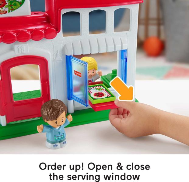 Pequenas Pessoas entregamos pizzaria, pizza kitchen playset com veículo de brinquedo push-along e figuras para crianças e crianças pré-escolares de 1 a 5 anos - Fisher-Price Imagem de Pequenas Pessoas entregamos pizzaria, pizza kitchen playset com veículo de brinquedo push-along e figuras para crianças e crianças pré-escolares de 1 a 5 anos
