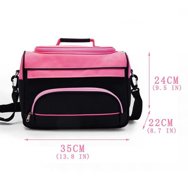 Imagem de Pequeno Cabeleireiro Ferramenta Bolsa Cabeleireiro Bolsa com Ombro Alça Cosméticos Beleza Cabeleireiro Bolsa Cabelo Maquiagem Salão Organizador Bolsa com Zíper YKK (Rosa), 13,8 "x 8,7" x 9,5"