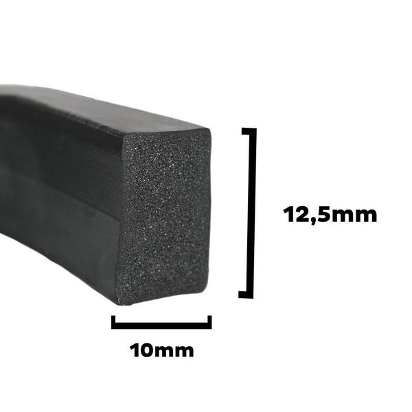 Imagem de Perfil Borracha Esponjosa Vedação 12,5x10mm - 5m  Preto