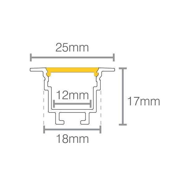 Imagem de Perfil De Embutir Para Fita Led Taschibra Vertex 25 Com 1 Metro