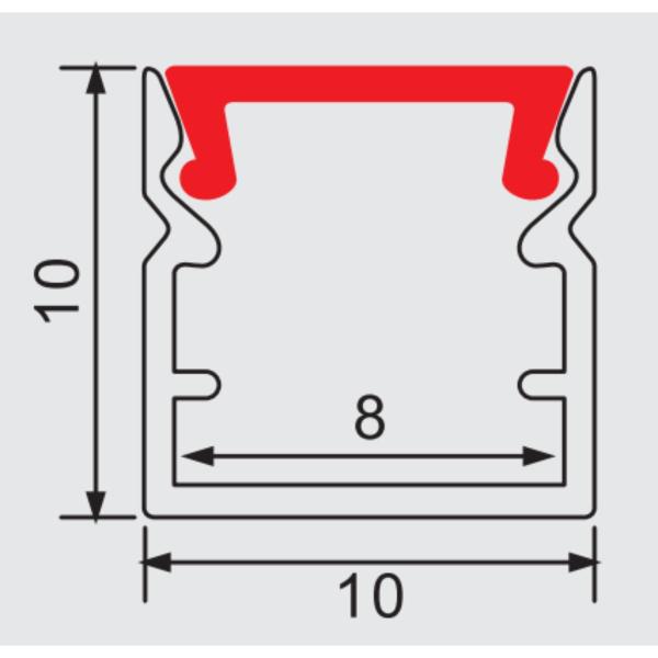 Imagem de Perfil de Led 10mm Sobrepor Preto 1m sem led