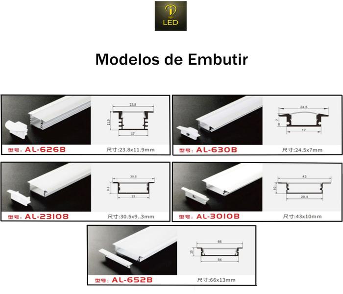 Imagem de Perfil Embutir Alumínio 30.5x9.6mm Para Fita de LED 1 Metro