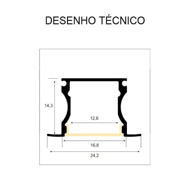 Imagem de Perfil Embutir Para Fita Led 2 Metros Branco Difusor Leitoso