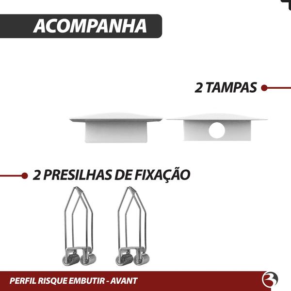 Perfil Para Fita Led 2M 24x8mm Aluminio P/ Embutir Moveis Gesso Sanca - AVANT Imagem de Perfil Para Fita Led 2M 24x8mm Aluminio P/ Embutir Moveis Gesso Sanca - AVANT