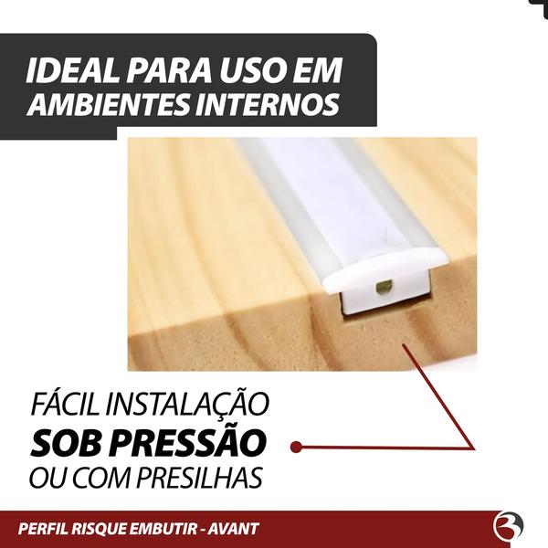 Perfil Para Fita Led 2M 24x8mm Aluminio P/ Embutir Moveis Gesso Sanca - AVANT Imagem de Perfil Para Fita Led 2M 24x8mm Aluminio P/ Embutir Moveis Gesso Sanca - AVANT