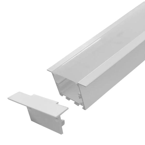 Perfil Para Fita Led Embutir 43x25mm Branco Barra 1 metro - Neo Imports Imagem de Perfil Para Fita Led Embutir 43x25mm Branco Barra 1 metro