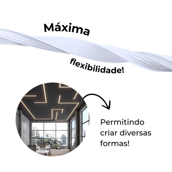 Imagem de Perfil Para Fita Led Flexível Silicone Sobrepor 20mm 10 Metros + Kit de Instalação