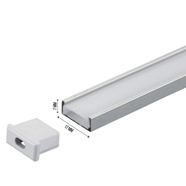 Imagem de Perfil Sobrepor Slim Alumínio 17x7mm Para Fita LED 1 Metro