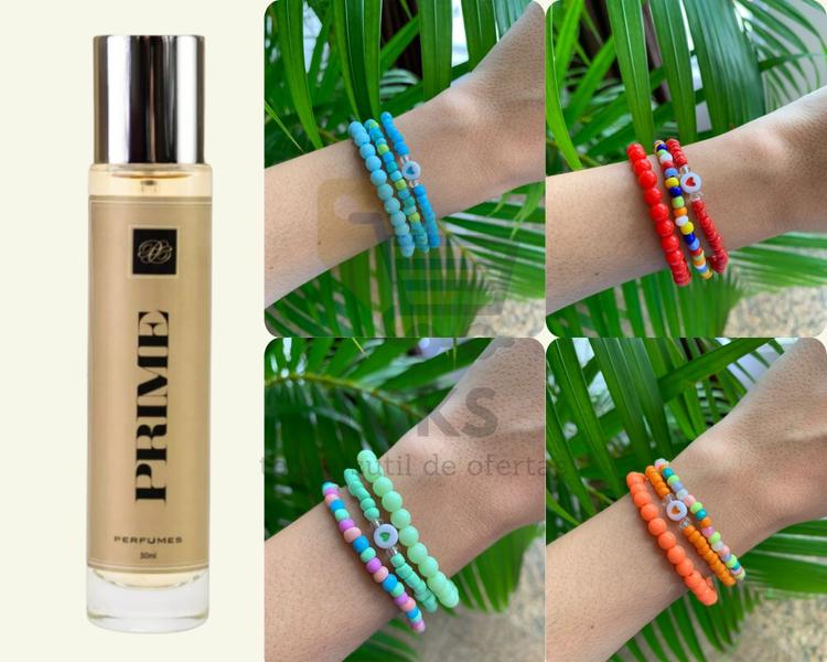 Imagem de Perfume Prime nº100 Elegância com 03 pulseiras de miçanga 