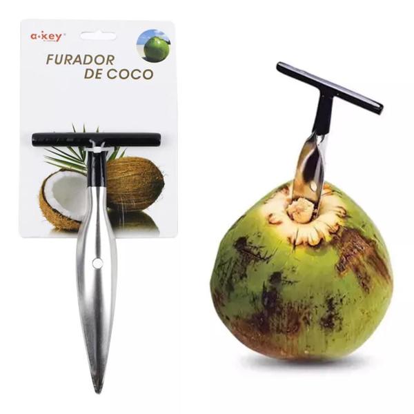 Imagem de Perfurador De Coco Furador Manual Abridor Inox Profissional