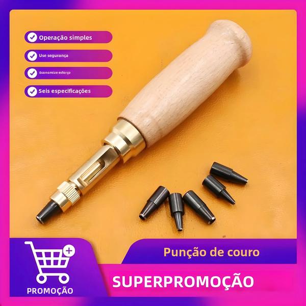 Imagem de Perfurador de Parafuso para Couro com 6 Pontas Removíveis (1,5-4mm)