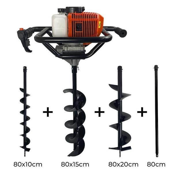 Imagem de Perfurador De Solo A Gasolina 52Cc C/3 Brocas + Ext 80Cm