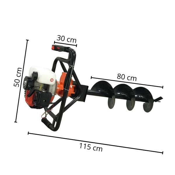 Imagem de Perfurador de Solo a Gasolina Importway 52cc IWPS2T52 2 Tempos 1,8HP com Broca 80x20cm