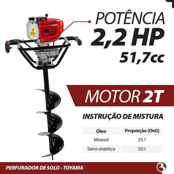 Imagem de Perfurador De Solo Gasolina 2t 52cc Broca 200mm Tea52x200-gii - Toyama