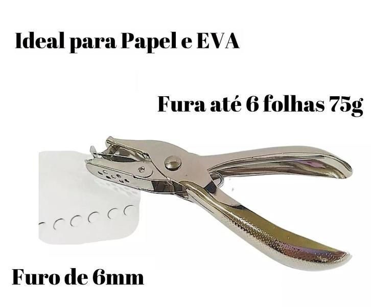 Imagem de Perfurador Furador Papel Eva 1 Furo Scrapbook Artesanato 6mm Jocar Office