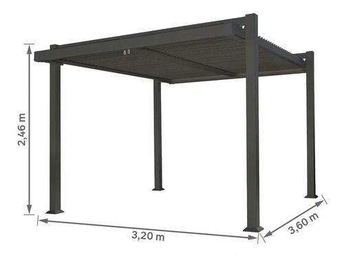 Imagem de Pergolado Alumínio Cobertura Retrátil E Manivela 2,4x3,3x3m