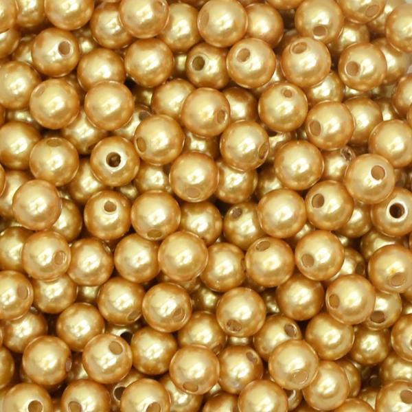 Imagem de Pérola 10mm com Furo Dourado - 250g