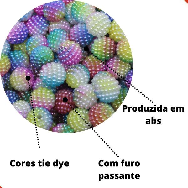 Imagem de Perola Craquelada Tie Dye Passante 12mm Em Abs Com 500Gr