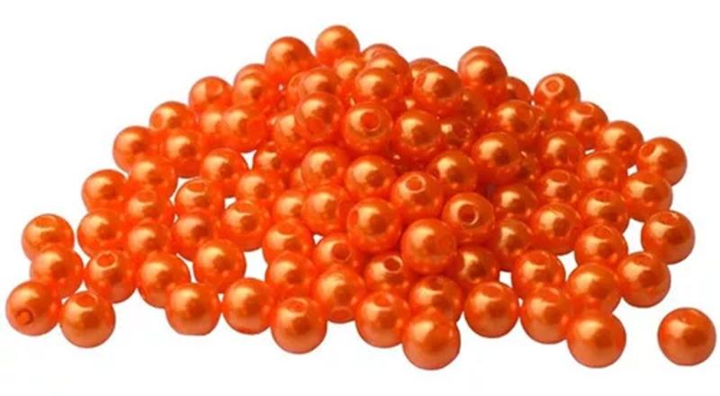 Imagem de Pérola Inteira Com Furo 04mm Cor Laranja Pacotinho Com 50G