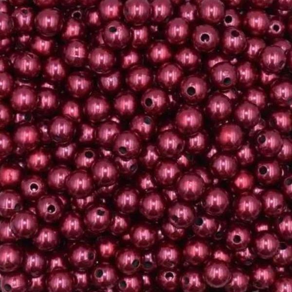 Imagem de Pérola Inteira Com Furo 05mm Cor Bordo Pacotinho Com 50Gr