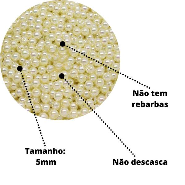 Imagem de Perola Inteira Com Furo Ab Irisada Em Abs 5mm 250G