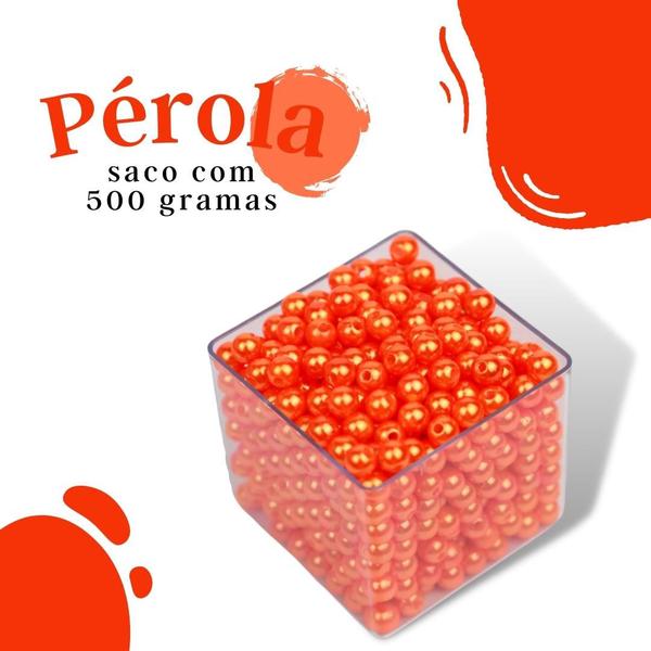 Imagem de Pérola Laranja 10Mm Pacote Com 500 Gramas - Nybc