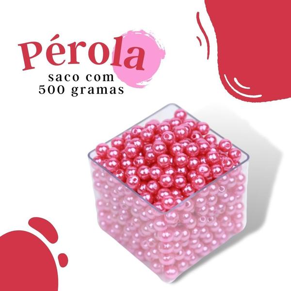 Imagem de Pérola Rosa Chiclete 10Mm Pacote Com 500 Gramas - Nybc