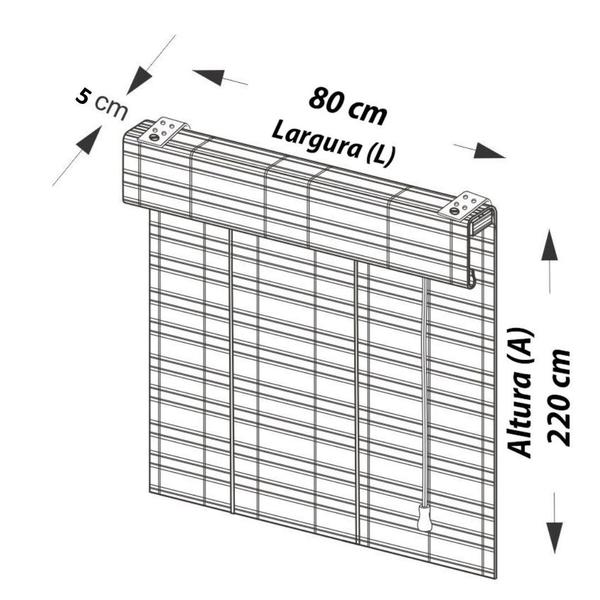 Imagem de Persiana Bambu Romana Marrom 80 (L) X 220 (A) cm Cortina Madeira Roman Shade C/ Bandô 0,80 x 2,20