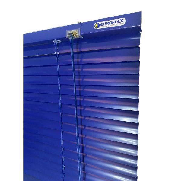 Imagem de Persiana Horizontal Aluminio 25mm Azul 80 (L) x 220 (A) cm Cortina C/ Kit de Instalação 0,80 x 2,20