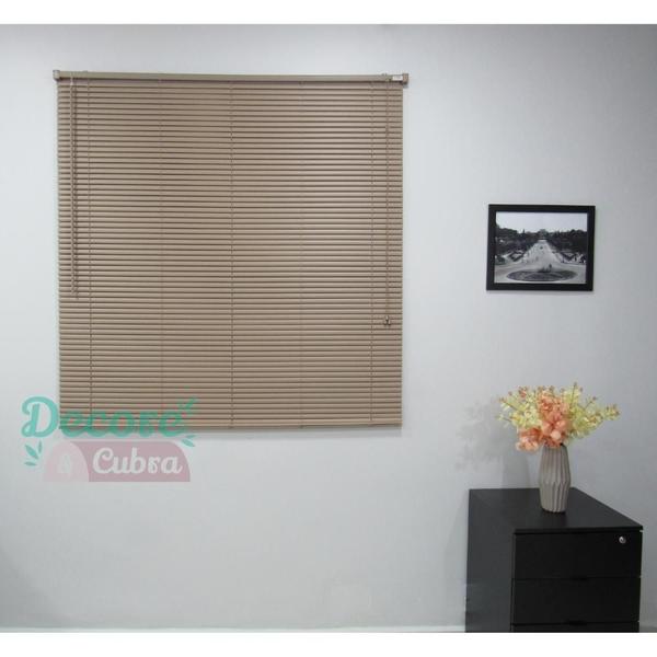 Imagem de Persiana Horizontal PVC 25mm BLOCK LUXO 140larg x 160alt Café - Quarto/Sala/ Escritório/Cozinha/Lavanderia