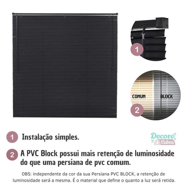 Imagem de Persiana Horizontal PVC 25mm BLOCK LUXO 140larg x 160alt - Quarto/Sala/ Escritório/Cozinha/Lavanderia