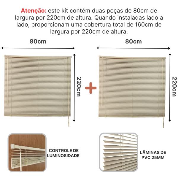 Imagem de Persiana Horizontal PVC BLOCK 160larg x 220alt Bege (2pçs)