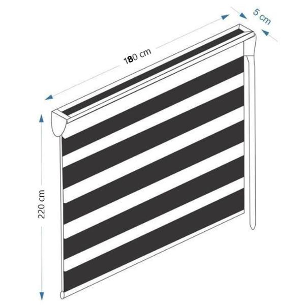 Imagem de Persiana Rolo Duplo Bandô Sunny Cinza 180 (L) x 220 (A) Cortina Zebra Double Vision 1,80 X 2,20