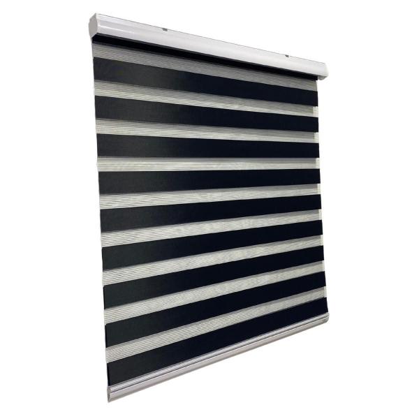 Imagem de Persiana Rolo Duplo Tecido Zebra Preta 120 L X 160 A Double