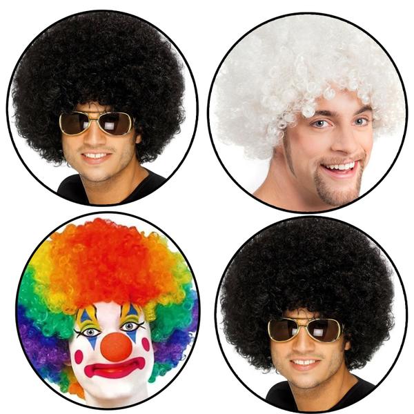 Imagem de Peruca Cabelo Sintético Colorida Black Branca Carnaval Cosplay Palhaço Aniversário Diversão Fantasia Halloween Evento