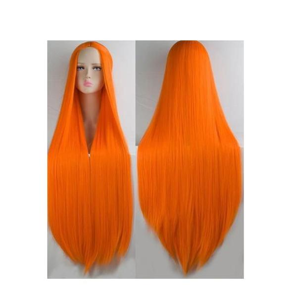 Imagem de Peruca Wig Super Longa 1 Metro Cosplay Fantasia Laranja