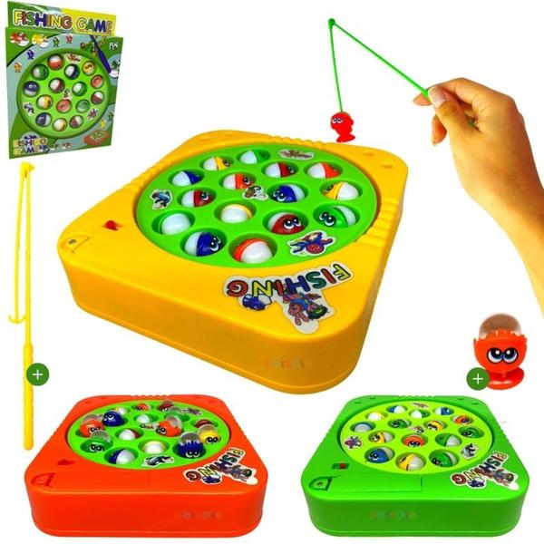 Imagem de Pescaria De Brinquedo Com 3 Varas Pega Peixe Pesca Infantil