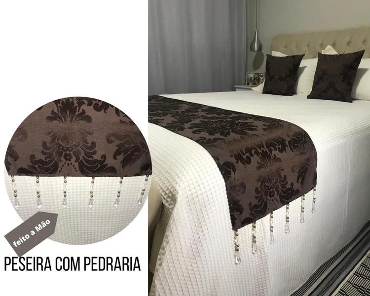 Imagem de Peseira Casal/Queen Com Pedraria Jacquard 2 Capas Almofadas