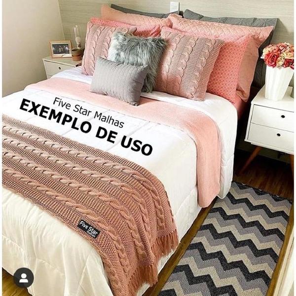 Imagem de Peseira Com Franja Cama Queen Sala Sofa 230cmx60cm COD 1032.5 ROSE