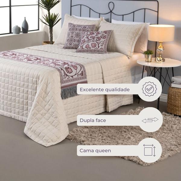 Imagem de  Peseira Decorativa Cama Almofada Cheia King Jacard 5 Peças Bordô