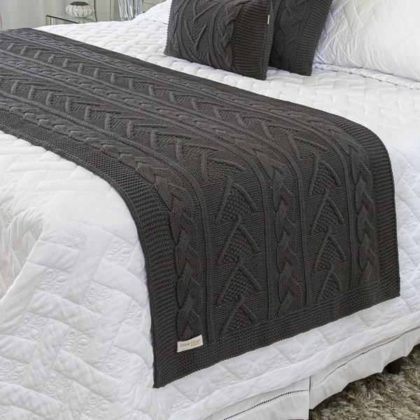 Peseira Manta Sofa Sala Cama Queen Tricot 230x70cm Cairo FIVE STAR MALHAS Imagem de Peseira Manta Sofa Sala Cama Queen Tricot 230x70cm Cairo FIVE STAR MALHAS