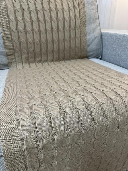 Imagem de Peseira Manta Trança Sala Cama Casal Sofa Tricot 180x60cm