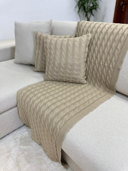 Imagem de Peseira Manta Trança Sala Cama Queen Sofa Tricot 230x60cm