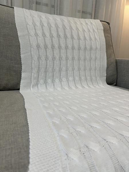 Imagem de Peseira Manta Trança Sala Cama Solteiro Sofá Tricot 160x60cm