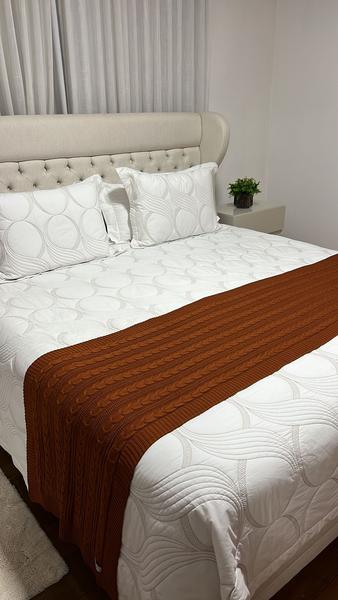 Imagem de Peseira Manta Trança Tricot Cama King 260x60cm Madrid