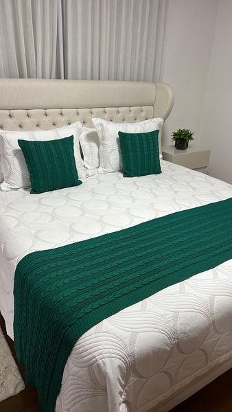 Imagem de Peseira Manta Trança Tricot Cama King 260x60cm Madrid