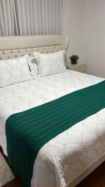 Imagem de Peseira Manta Trança Tricot Cama King 260x60cm Madrid