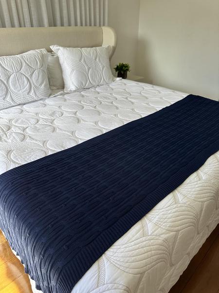 Imagem de Peseira Manta Trico Cama Casal King 260x60cm Trançada