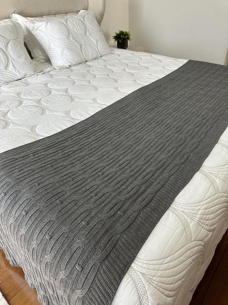 Imagem de Peseira Manta Trico Cama Casal King 260x60cm Trançada